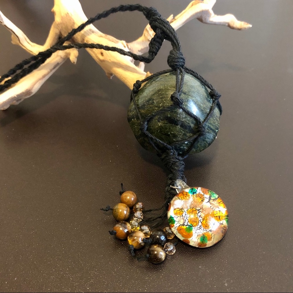 Verdite Gemstone Necklace / Car Charm